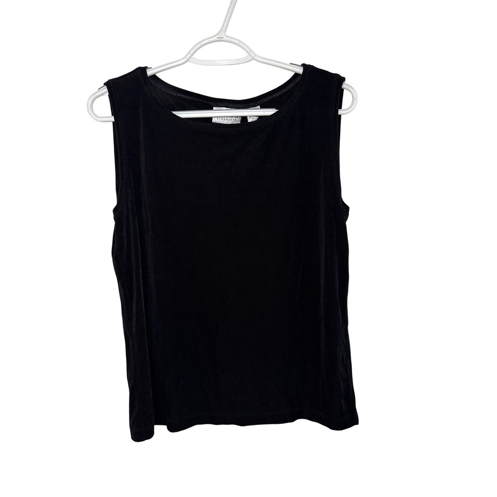 Chicos Travelers Black Sleeveless Tank Top Womens XL Timeless Capsule Minimalist